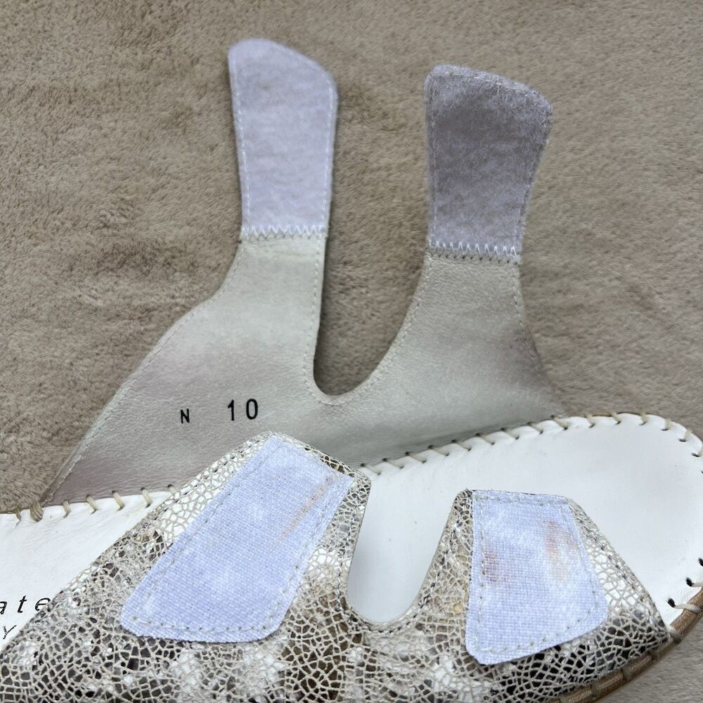 David Tate White w/ Crackle Bronze Leather Wedge Heel Slide Sandals‎ Women 10 N - Picture 9 of 16